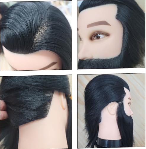 Barber Male Mannequin Head Human Hair with Beard - Image 5