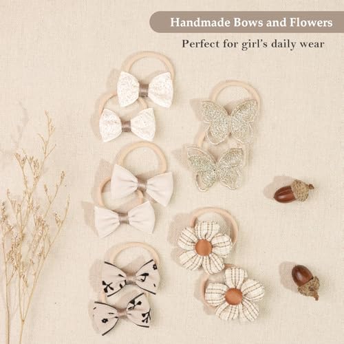 DED Baby Hair Ties with Bows, 20pcs Elastic Ponytail Holders for Infants - Image 4