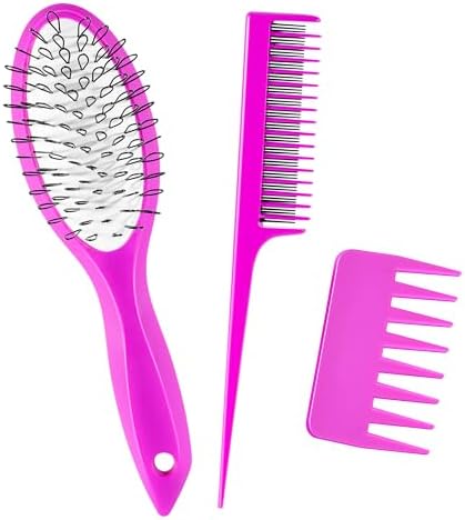 Stylemate Wig Brush Comb Set, 3pcs Professional Styling Extension Brush Kit with Travel Size for Human and Synthetic Hair Smoothing Parting Section by Stylemate