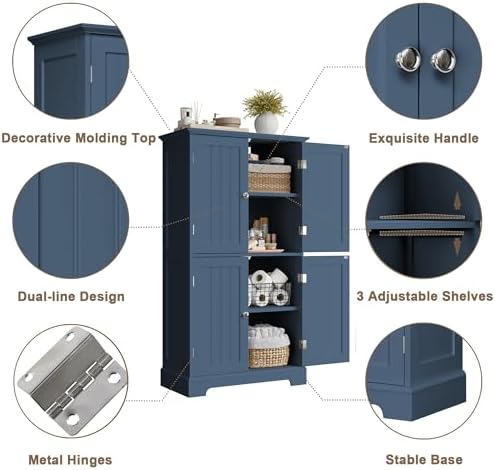 ChooChoo Bathroom Floor Cabinet with Adjustable Shelves - Image 4