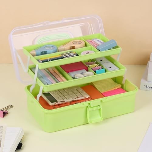 Tackle Box, 3-Layer Craft Sewing Medicine Art Hair Tool Organizer Green - Image 5