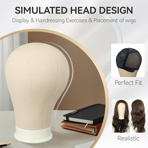 23 Inch Wig Head for Wig, Canvas Mannequin Head with Mount Hole, Manikin Head for Wig Making, Styling and Display, Head Contour More Realistic - Image 2
