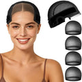 MEEZY Black Lace Wig Grip Cap with 4 Pcs Stocking Hairnets for Women, Non-Slip Wig Caps with Grip Band for Lace Front Wig, Adjustable Elastic Headband Accessories for Secure Hold by MEEZY