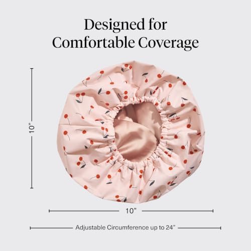 Kitsch Luxury Large Shower Cap for Women - Cherry Print - Image 6
