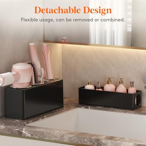 Lifewit Hair Tool Organizer Dryer Holder Countertop with 4 Cups, Black - Image 6
