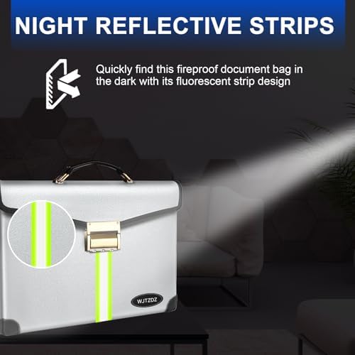 6500°F Large Capacity Upgraded Fireproof Money Bag with Lock,10 Layers of Heat Insulated Materials with Waterproof Zipper/Reflective Strip with Handle for Cash/Important Documents - Image 3
