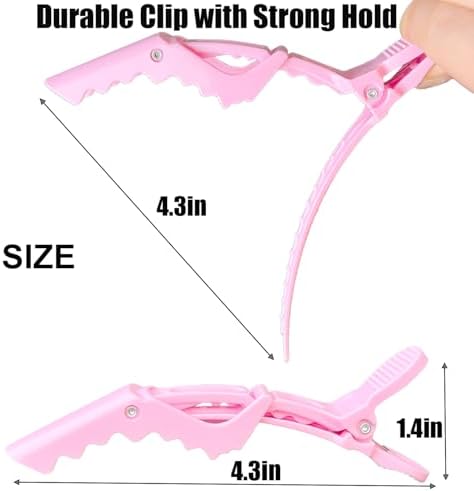 10 Pcs Alligator Hair Clip for Styling Sectioning - Salon Hair Clip for Thick Hair, Plastic Hair Styling Clip with Wide Teeth & Double-Hinged Design (Pink) - Image 4
