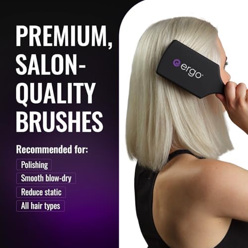 ERGO Ionic Paddle Hair Brush – Large Polishing Brush for Long-Lasting Shine, Detangling Brush for Wet & Dry Hair Care, Hair Styling Tool for Blow Drying (ER1000) - Image 2