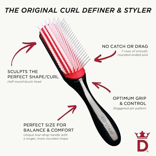 Denman D3 Original Curl Definer & Styler, Curly Hair Brush for Women & Men – 7 Row Detangling & Curl Defining Brush for Smooth Defined Curls - a precision Styling Brush for straight hair - Image 5