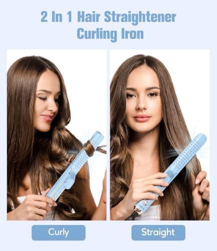Farery Chill Set Soft-Air Curling Iron: Gentle Soft Air for Quick Styling & Long-Lasting Curls, Lock in Style with Cooling Air Vents, 2-in-1 Hair Straightener & Curler with Upgraded Long Barrel, Blue - Image 6