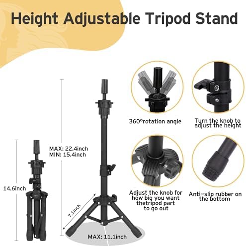 Klvied Desktop Wig Stand Set, Adjustable 15.4- 22.4 in - Image 6