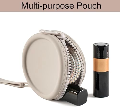 Small Silicone Makeup Bag for Women Round Purse Essentials Portable Cosmetic Accessories Organizer Small Travel Kit Storage Pouch (Grey) - Image 2