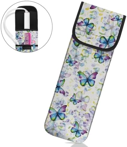 Ohuysud Butterfly Pattern Hair Straighteners Case Storage Bag Heat Resistant Neoprene Curling Iron Holder Travel Case Portable Curling Iron Organizers Hair Accessories Organizer - Image 2