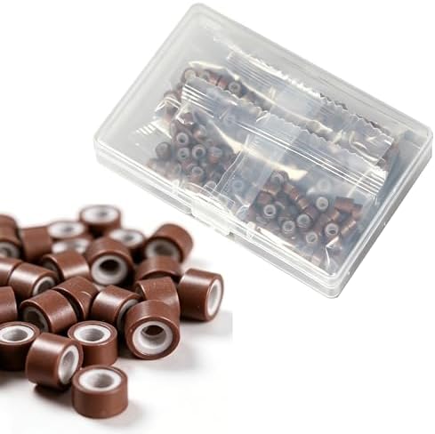200Pcs 5mm Micro Links with Silicone Lining, Dark Brown by HANDWIGHairExtensions
