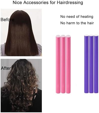 Flexible Curling Rods Hair Rollers Curlers, 30Pcs 9.45"x 0.55"No Heat Hair Rods Rollers Foam Curlers, Curl Rods Long Flexible Heatless Bendy Foam Hair Curls for Long Short Hair (Purple, Pink) - Image 3
