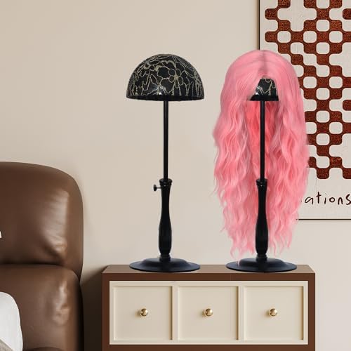 Wig Stand 1PC Iron Base Adjustable 12.6-18.5"Black Non-Slip Wig Holder - Image 3