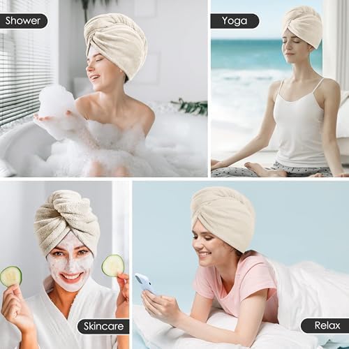 TENSTARS Hair Towel Wrap for All Hair Types, 5 Pack Microfiber Turban - Image 6