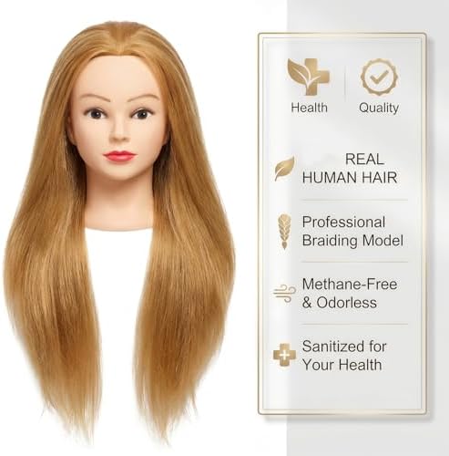 26 Inch 80% human hair mannequin head practice head for braiding - Image 2