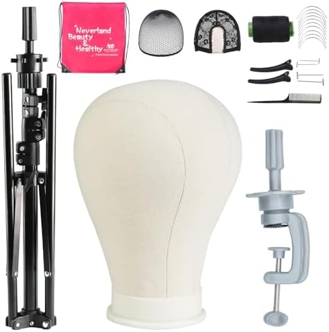 23In Wig Stand Wig Head with Tripod, Wig Head Stand Mannequin Head(White) by NeverlandBeautyHealth