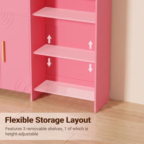 Professional Nail Storage Cabinet with LED Display Shelf (Pink) - Image 6