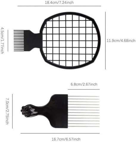 Hair Sponge Set,Afro Brush, Magic Curl Glove, Metal Pick Comb, and Twist Comb for Hairstyling (Black-6Pcs) - Image 3