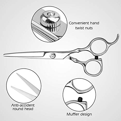 Hair Cutting Scissors Professional Home Haircutting Barber/Salon Thinning Shears Kit with Comb and Case for Men/Women (Silver) - Image 2