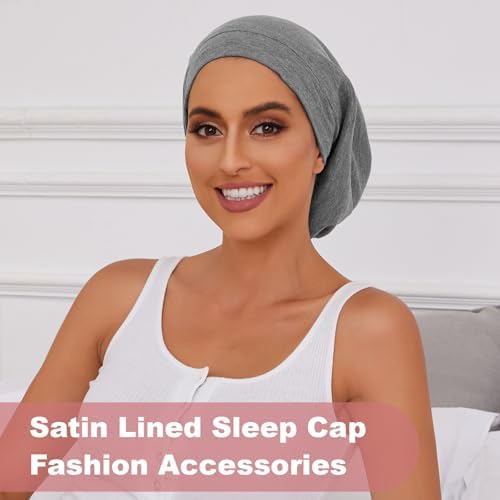ZHENSILK Silk Bonnet for Sleeping Women, Adjustable Silky Satin Lined Sleep Cap, Silk Hair Wrap Slouch Beanie Hat - Image 5