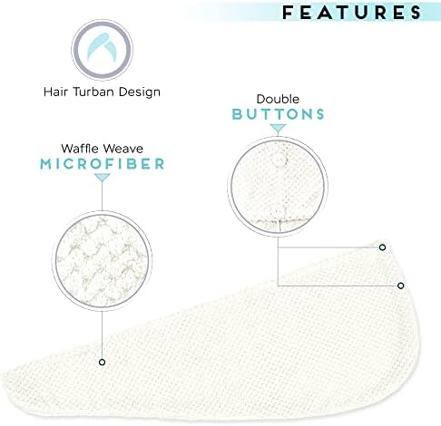 SimpleField 2 Pack Microfiber Hair Towel Wrap for Women, Anti Frizz Quick Drying Hair Turban for All Hair Style, Absorbent and Lightweight (Ivory) - Image 3