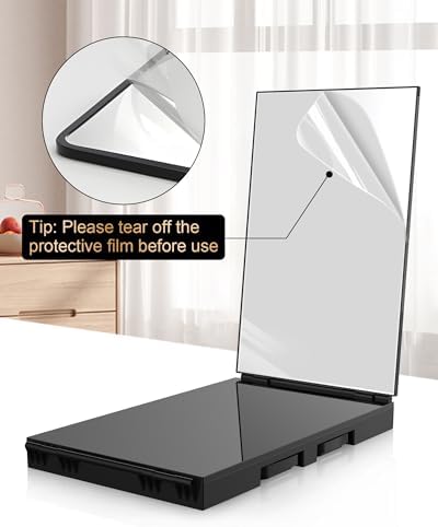 JUSRON 360 Viewing Angle Self Hair Cutting Mirror, Clear Anti-Fog HD Glass, USB Rechargeable, Easy to Use, Height Adjustable, Portable, Good Choice for Gifts - Image 6