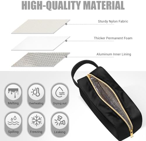 Insulated Makeup Bag for Car Women Cosmetics Bag, Medium, Portable, Black - Image 5