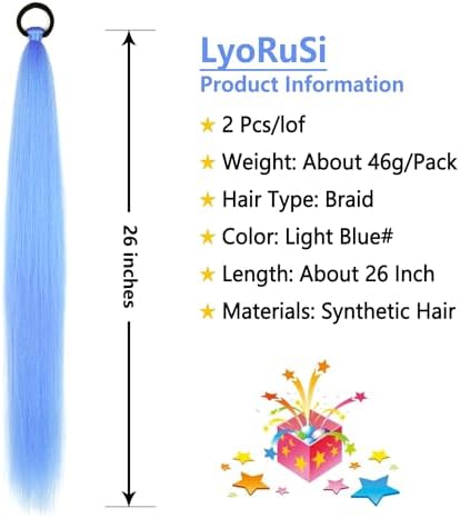 2 Pc Blue Ponytail Extension 26'' Long Braided Ponytail Extension for Women - Image 2