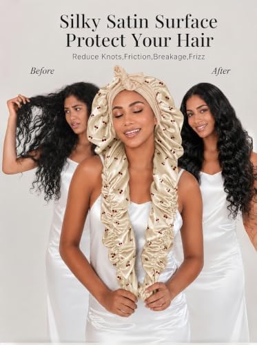 Double Layer Slik Like Satin Bonnet, 33-43" XXL Bonnet for Braids Long Hair - Image 2