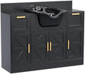 OmySalon Shampoo Bowl with Cabinet, Salon Hair Washing Station with Drawers, UPC Certified Faucet, Barber Station Backwash Sink for Beauty Salon, Spa, Black by OmySalon