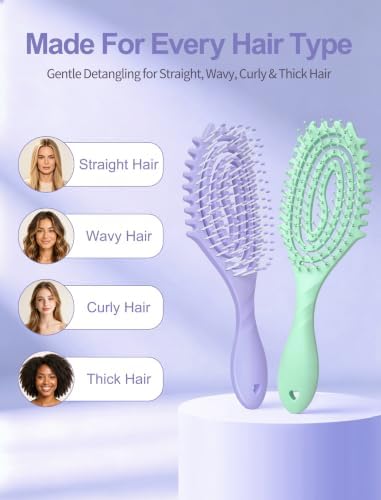 HIPPIH 2 Pack Hair Brush - Wet Dry Detangler Brush, Hair Brushes for Women - Image 7