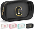 YOOLIFE Travel Clear Makeup Bag Toiletry Bag, Make up Bag Waterproof Toiletry Bags for Women Cosmetic Bag Birthday Gifts for Women Personalized Mother Girlfriend Wife Bridesmaid Gifts Black Letter C by YOOLIFE