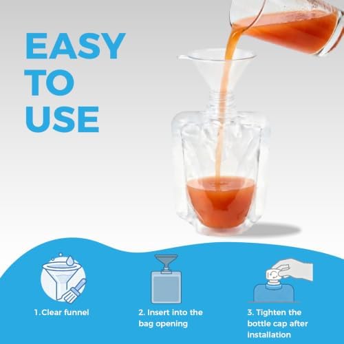 50-Pack Reusable Plastic Flasks – 1.7 oz Leak-Proof Drink Pouches with Funnel, Transparent PA+PE Heat/Cold Resistant, Ideal for Travel, Parties, and Concealed Liquor/Juice Storage - Image 4