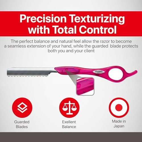 Feather Tomei Fuchsia 7.25" Styling Razor Handle - Professional Hair Tool - Image 2