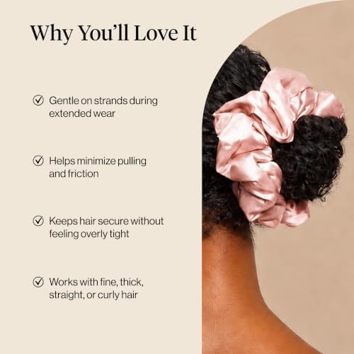 Kitsch Pillow Satin Scrunchies for Women -Blush/Charcoal, 2pcs - Image 4