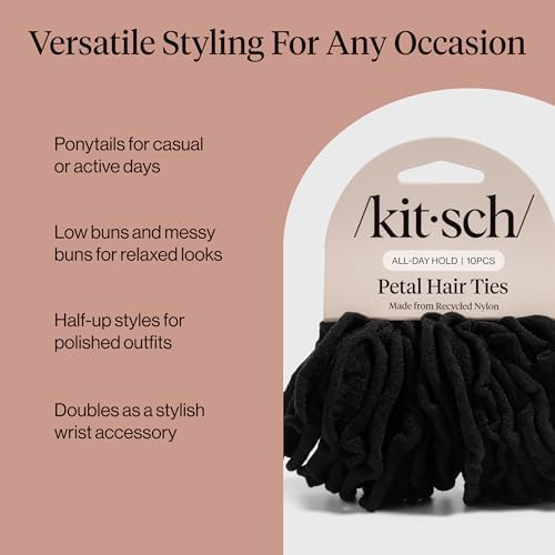Kitsch Petal Hair Ties No Damage - Black, 10pcs - Image 7