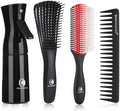BRUSHZOO Detangler Brush with Hair Spray bottle 9 Row Brush Wide Tooth comb, Hair Brushes for Women Men Kids Curly 3/4abc Hair (Red) by Brushzoo