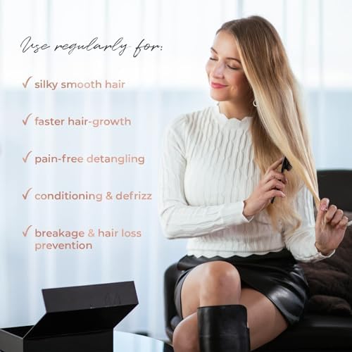 MISEL Professional Boar Bristle Hair Brush - Detangles All Types & Extensions | Reduces Breakage - Great for Wavy & Straight | Salon-Approved - Large - Image 4