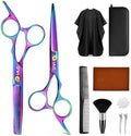 ULG Hair Cutting Scissors Thinning Shears Kit 10 PCS Home Set with Cape(RB) by ULG
