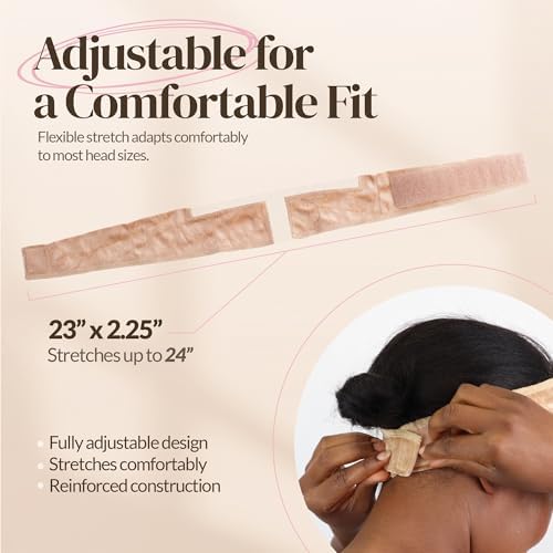 MILANO COLLECTION Wigrip, Premium Lace Wig Band for Women, Fully Adjustable & Reinforced Lace Wig Grip Band by Hairline, Comfortable and Secure Glueless Velvet Headband, Nude - Image 6
