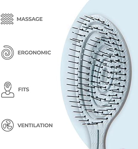 Ninabella Detangler Brush - No Tangle Hair Brush for Women, Fine, Thick and Long Hair - Hairbrush for Wet and Dry Hair, Gentle on the Scalp - Light Blue - Image 3