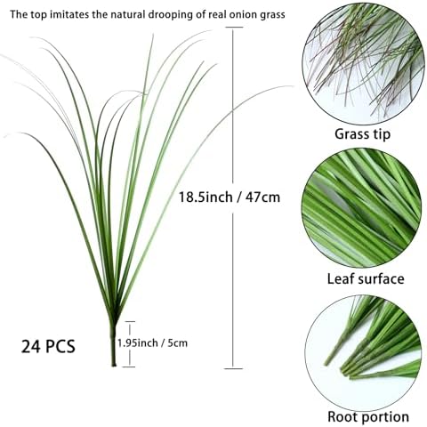 24 Pack Bulk Artificial Plants, Fake Greenery Onion Grass Shrubs Flowers Green Wheat Grass Leaves for Home Office Living Room Indoor Outdoor Gardening Vase Pot Decor - Image 2