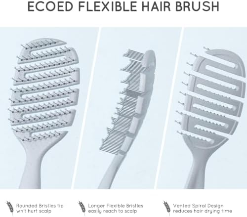 Ecoed Hair brush, Vented Detangling Brush, Quickly Detangles and Smooths hair for Curly, Thick, and Straight Hair, Hair Brush for Women and Men, Blue, Eco Friendly, Sustainable Material - Image 6