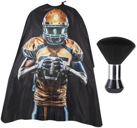 Professional Hair Cutting Cape with Neck Duster Brush, Waterproof Salon Barber Cape with Snaps, Barber Accessories (Football Players) by YELEGAI