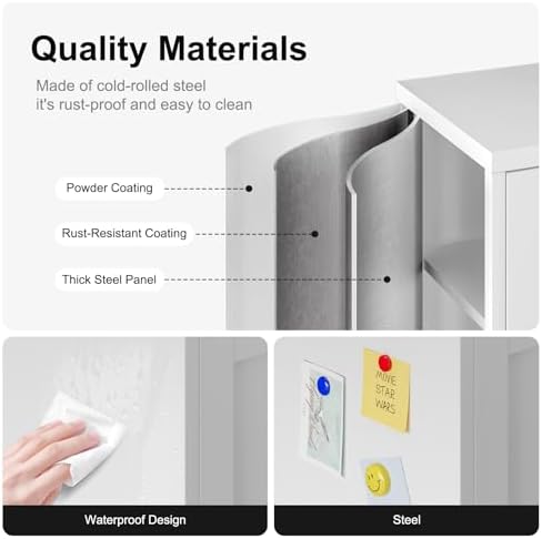 Bevivog 69" Pantry Cabinet,Tall Metal Storage Cabinet with 2 Glass Doors, Freestanding Display Cupboard Tall Bathroom Linen Cabinets with 5 Shelves Storage for Living Room Kitchen Pantry - Image 6