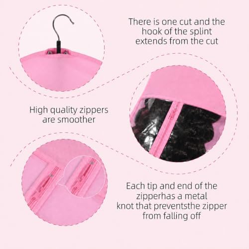 Extra Long Hair Extension Holder Wig Storage Bag with Hanger Hairpieces Ponytail Bundles and Hair Piece Storage - Image 4