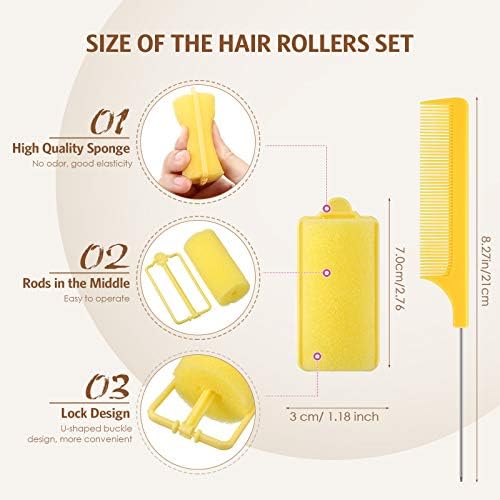 Syhood 48 Pcs Foam Hair Rollers, Sponge Rollers Bulk, Yellow, 1.18 inch - Image 2
